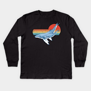 Humpback Whales 60s Sunset Kids Long Sleeve T-Shirt